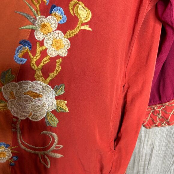 Paraparazzi Duster Womens Large XL Embroidered Bohemian Lagenlook Color Block - Picture 3 of 8